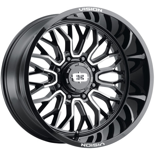 Vision 402 Riot 20x12 8x6.5" -51mm Black/Machined Wheel Rim 20" Inch