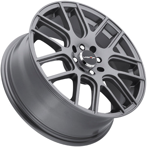 (Set of 4) Vision 425 Bane 16x7 5x4.5"/5x120 +38mm Gunmetal Wheels Rims 16" Inch