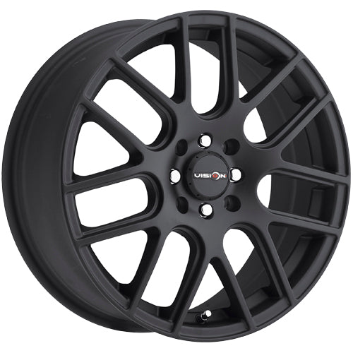 (4) Vision 425 Bane 15x6.5 4x100/4x108 +38mm Matte Black Wheels Rims 15" Inch