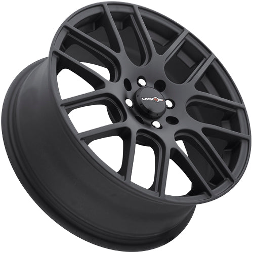 (4) Vision 425 Bane 15x6.5 4x100/4x108 +38mm Matte Black Wheels Rims 15" Inch