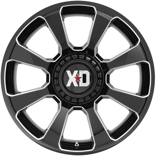XD Series XD854 Reactor 20x10 5x5"/5x5.5" -18mm Black/Milled Wheel Rim 20" Inch