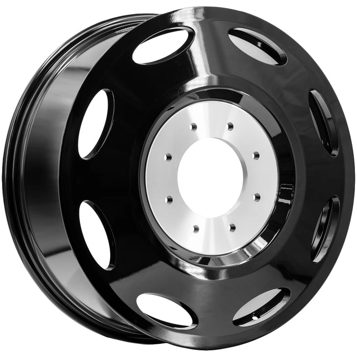 Set of 6-24" Inch XF Off-Road XF-229 Dually 8x6.5" Black/Milled Wheels Rims