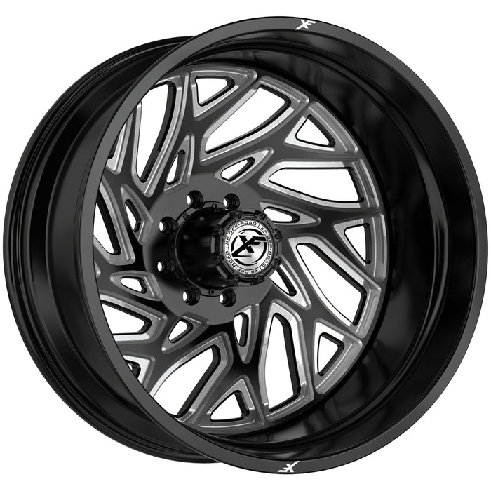 Set of 6-20" Inch XF Off-Road XF-229 Dually 8x6.5" Black/Milled Wheels Rims