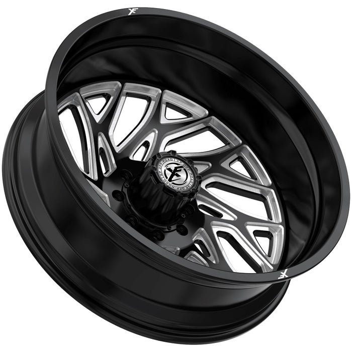 Set of 6-24" Inch XF Off-Road XF-229 Dually 8x6.5" Black/Milled Wheels Rims