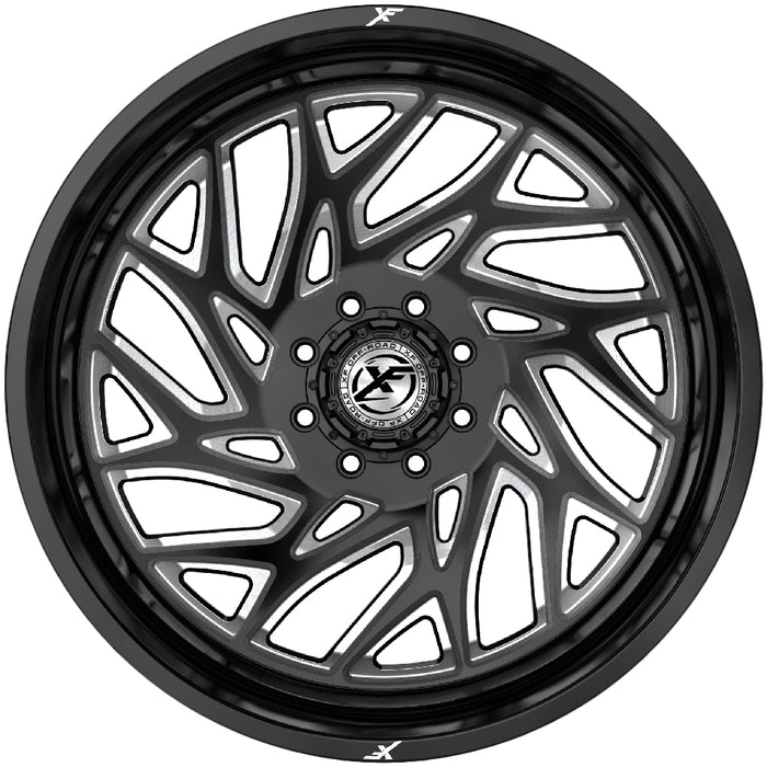 Set of 6-20" Inch XF Off-Road XF-229 Dually 8x6.5" Black/Milled Wheels Rims