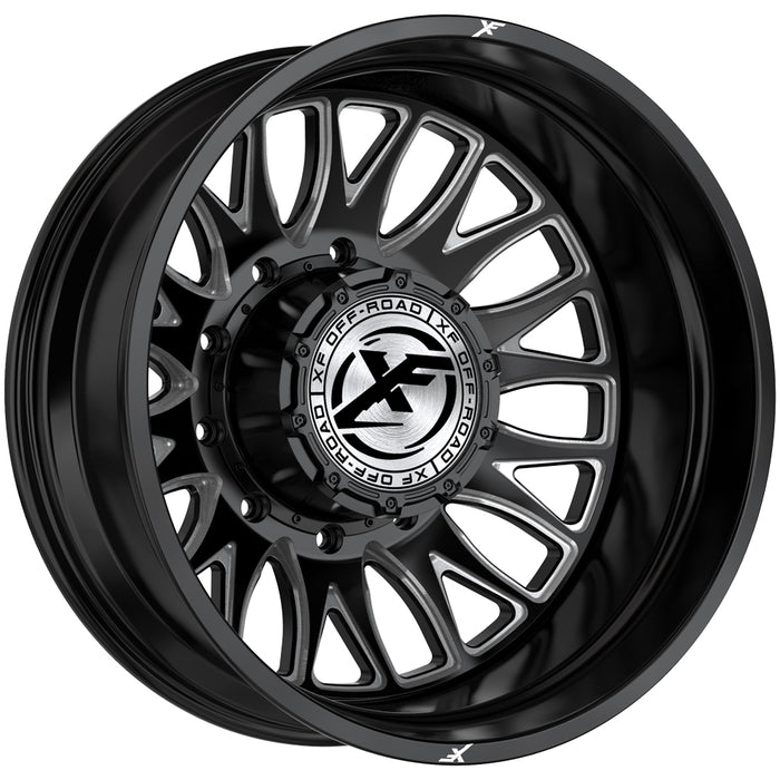 Set of 6-24" Inch XF Off-Road XF-240 Dually 10x225 Black/Milled Wheels Rims