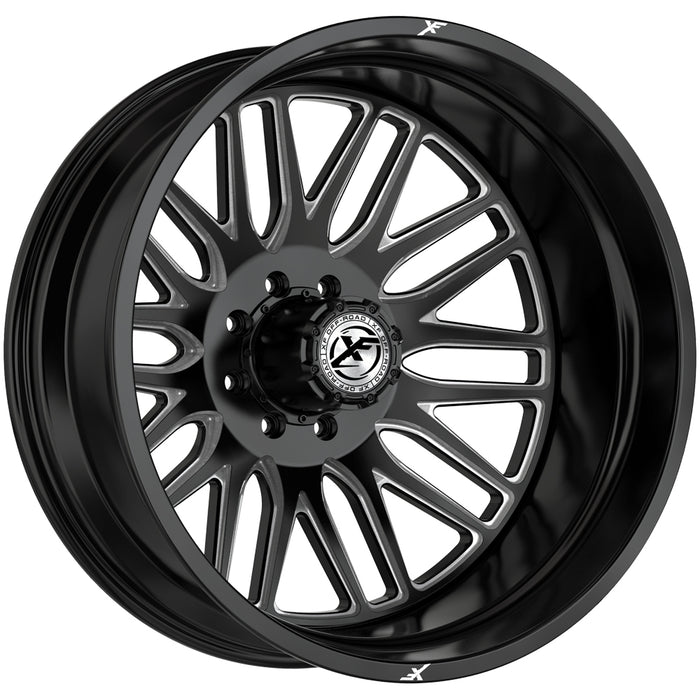 Set of 6-22" Inch XF Off-Road XF-240 Dually 8x200 Black/Milled Wheels Rims