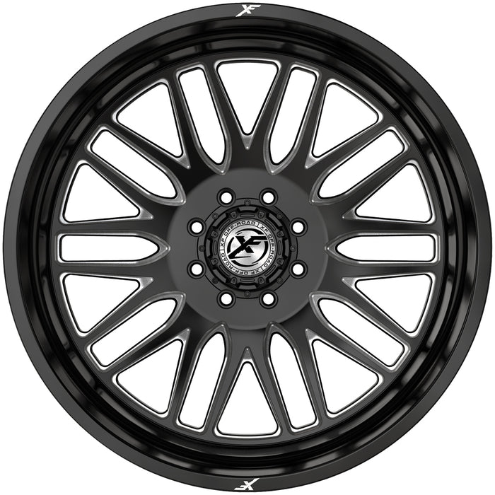 Set of 6-22" Inch XF Off-Road XF-240 Dually 8x6.5" Black/Milled Wheels Rims